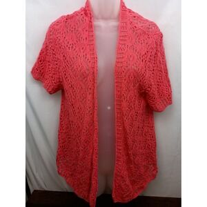 Pink fairy knit beach open front cardigan XL cotton